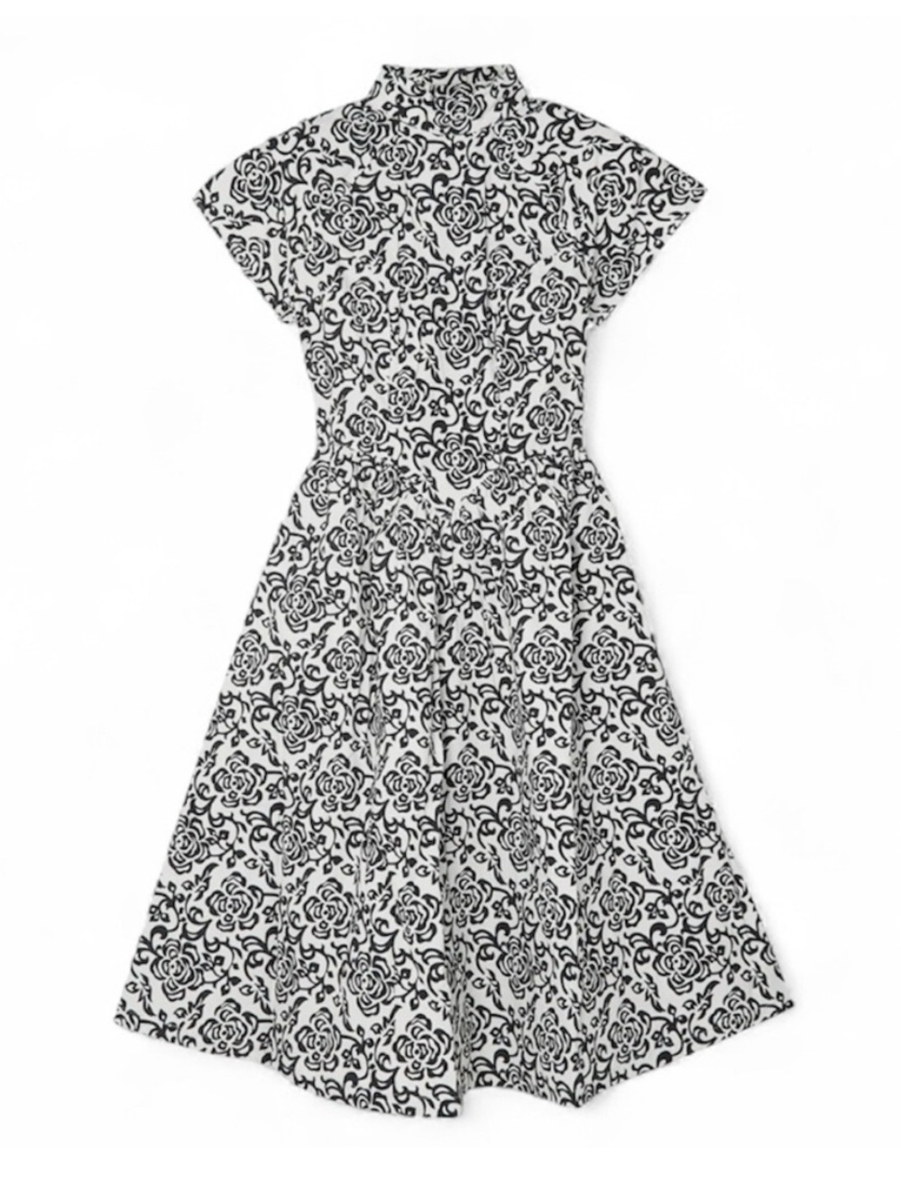 Batsheva Black & White Floral Fit-and-Flare Dress size 18